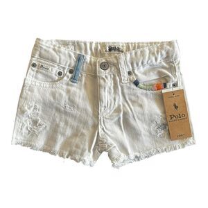 Polo Ralph Lauren WHITE Girl's Denim Cut-Off  Shorts